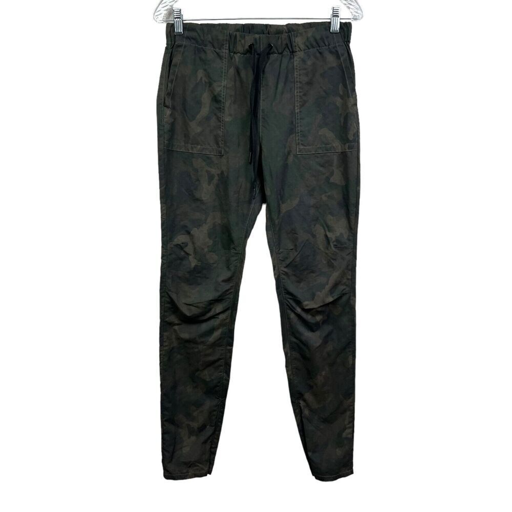 Rag & Bone Womens Denny Jogger Pants Camo Drawstring Ankle Zip Green Size XS*
